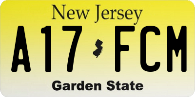 NJ license plate A17FCM