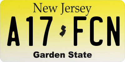 NJ license plate A17FCN