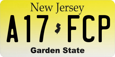 NJ license plate A17FCP
