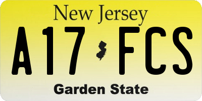 NJ license plate A17FCS