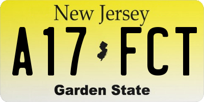 NJ license plate A17FCT
