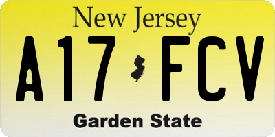 NJ license plate A17FCV