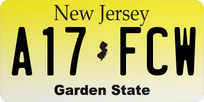 NJ license plate A17FCW