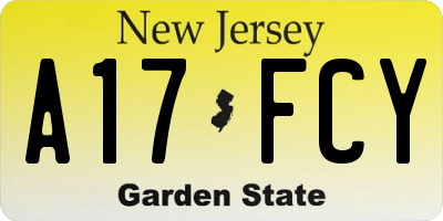 NJ license plate A17FCY