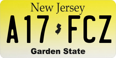 NJ license plate A17FCZ