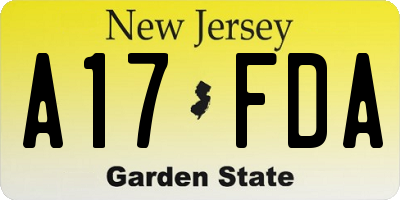NJ license plate A17FDA