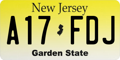 NJ license plate A17FDJ