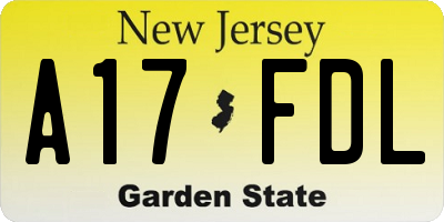 NJ license plate A17FDL