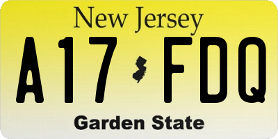 NJ license plate A17FDQ