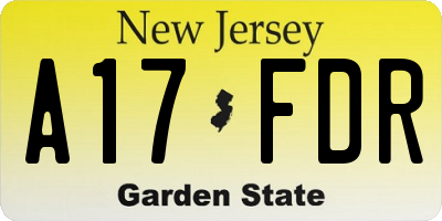 NJ license plate A17FDR