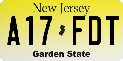 NJ license plate A17FDT