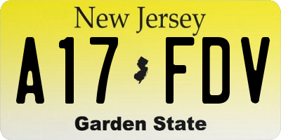 NJ license plate A17FDV
