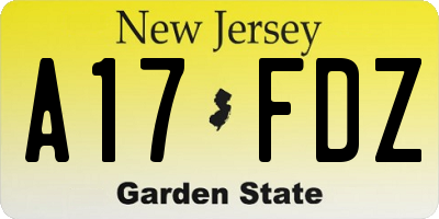 NJ license plate A17FDZ