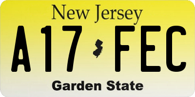 NJ license plate A17FEC