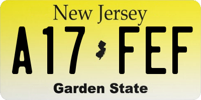 NJ license plate A17FEF