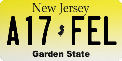 NJ license plate A17FEL