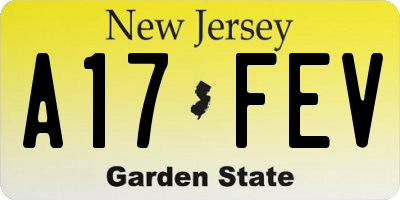 NJ license plate A17FEV