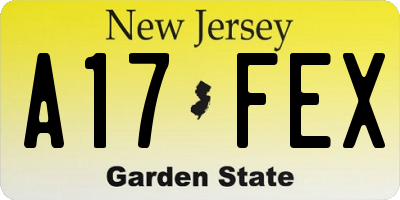 NJ license plate A17FEX