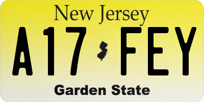 NJ license plate A17FEY