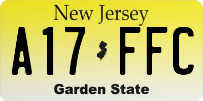 NJ license plate A17FFC