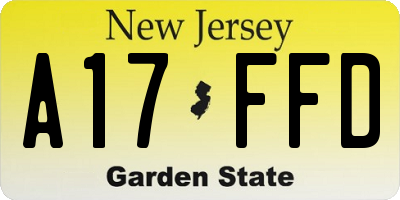 NJ license plate A17FFD