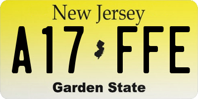 NJ license plate A17FFE