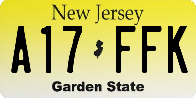 NJ license plate A17FFK