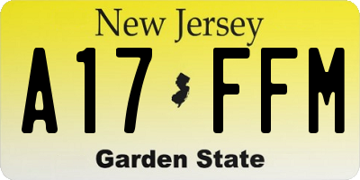NJ license plate A17FFM