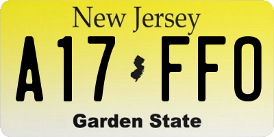 NJ license plate A17FFO