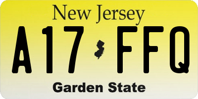NJ license plate A17FFQ