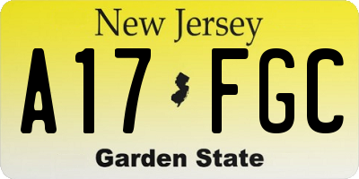 NJ license plate A17FGC
