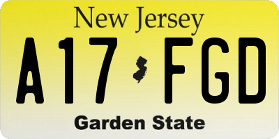 NJ license plate A17FGD