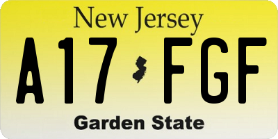 NJ license plate A17FGF