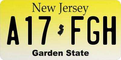 NJ license plate A17FGH