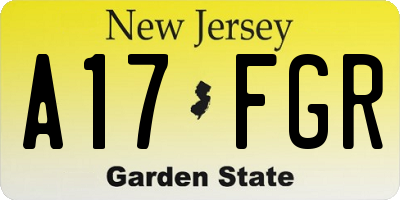 NJ license plate A17FGR