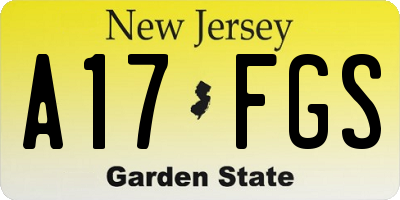 NJ license plate A17FGS