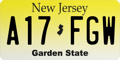 NJ license plate A17FGW
