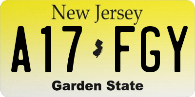 NJ license plate A17FGY