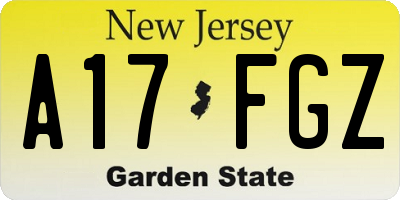 NJ license plate A17FGZ