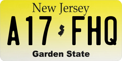NJ license plate A17FHQ