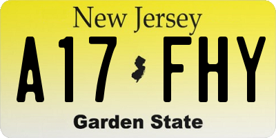 NJ license plate A17FHY