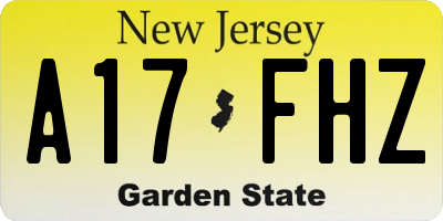 NJ license plate A17FHZ
