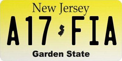 NJ license plate A17FIA