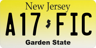 NJ license plate A17FIC