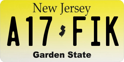 NJ license plate A17FIK