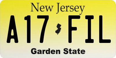 NJ license plate A17FIL