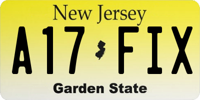 NJ license plate A17FIX