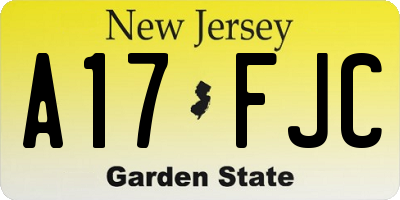 NJ license plate A17FJC