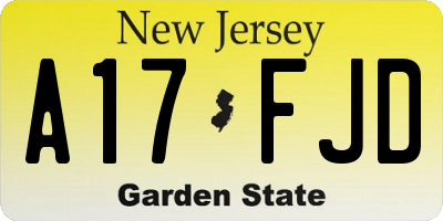 NJ license plate A17FJD