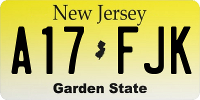 NJ license plate A17FJK